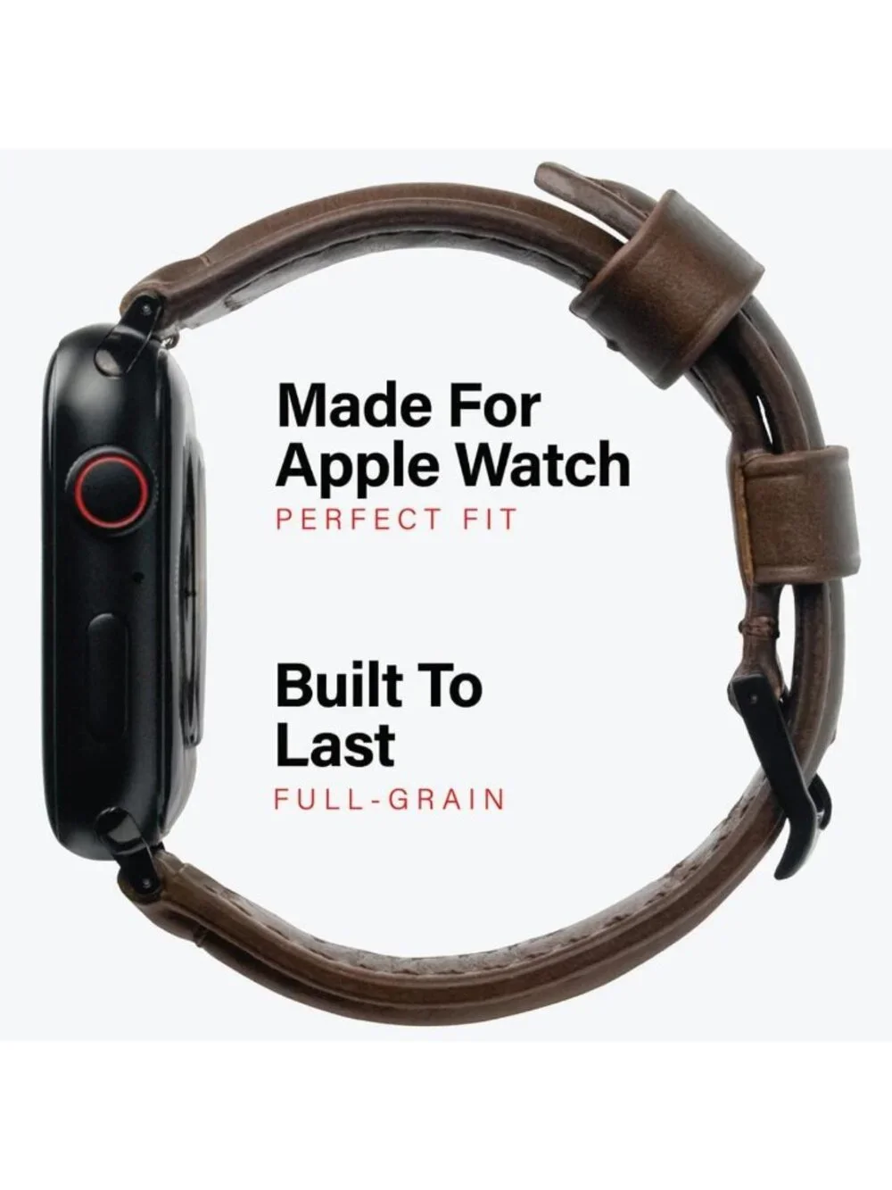 Genuine Full Grain Leather Apple Watch Band - Replacement for Ultra & Series